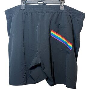 TomboyX 4XL Black Rainbow Drawstring Swim Trunks